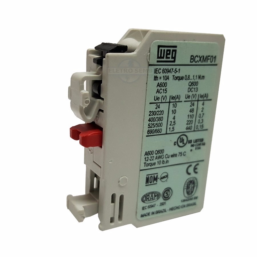 BLOQUE DE CONTACTOS AUX BCX MF01 1NC FRONT P/CONTACTOR