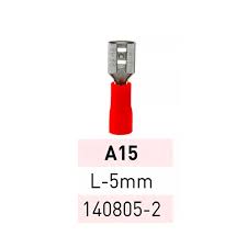 TERMINAL PREAISL PALA HEMBRA  5MM 0.25-1.5MM2 ROJO   A15R  X UNIDAD - VENTA POR CAJA DE 100U