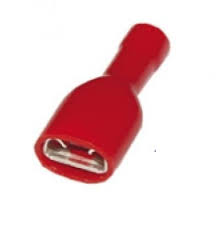 TERMINAL PREAISL PALA HEMBRA CUBIERTO 6.35MM 0.25-1.5MM2 ROJO   A18  X UNIDAD - VENTA POR CAJA DE 100U