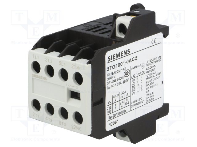 CONTACTOR MINI  20A-AC1 9A-AC3 4KW 1NC  24VCC