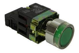 PULSADOR LUMINOSO RAS ARO METAL B/VERDE 1NA   24V   C/REDUC TENSION