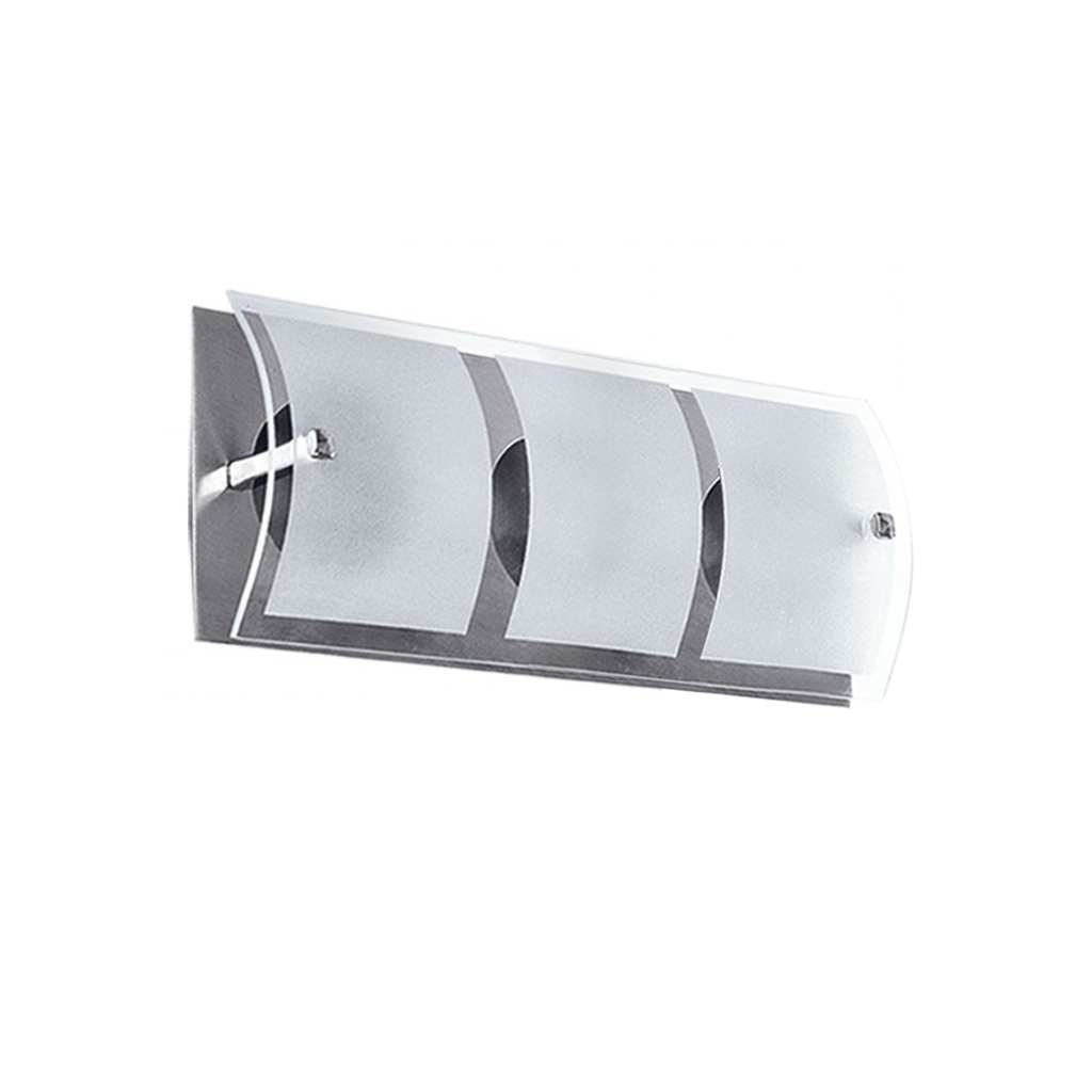 ARTEF APLIQUE CURVO PERLADO VID/CRISTAL 3X 40W G-9 ACERO ESCORPIO