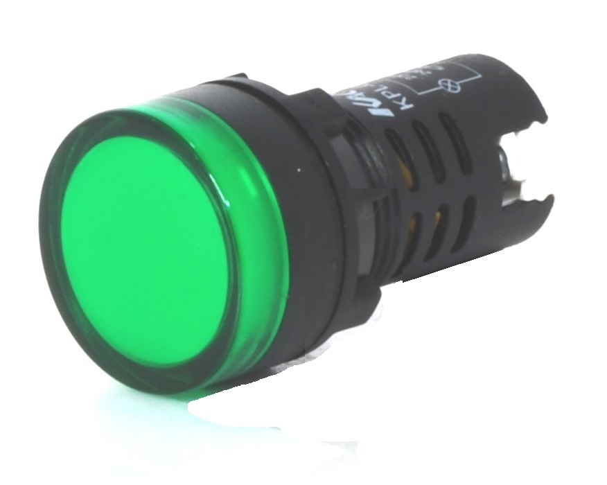 OJO DE BUEY C/LED 24VCA 24VCC VERDE   KPL-V    DIAM. 22