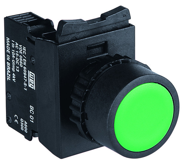 PULSADOR LUMINOSO RAS VERDE 1NA IP66 COMPLETO LED 24VCA/VCC   CSW-BFI2-10-FE26-3VF