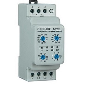 RELE DE TENSION GKRC-02F 230VCA   TRIF+NEUTRO   FUNC SUCESION-MAXIMO-MINIMO  1 INV  RETARDO CONEX 0,1-20 SEG  IP40