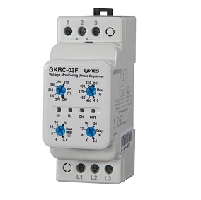 RELE DE TENSION GKRC-03F 380VCA   TRIF   FUNC SUCESION-MAXIMO-MINIMO  1 INV  RETARDO CONEX 0,1-20 SEG  IP40