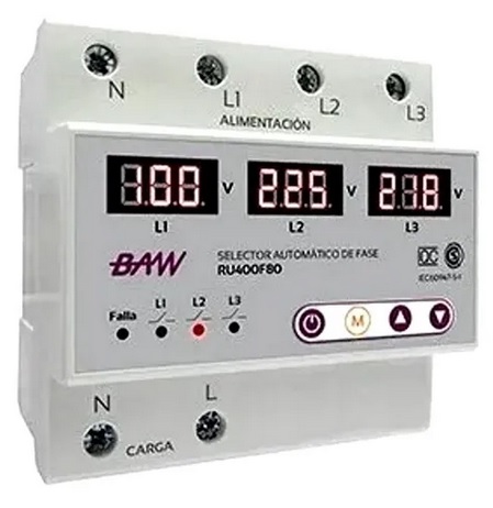 SELECTOR AUTOMATICO DE FASE CONFIGURABLE 63A (entrada trifasica - salida monofasica)