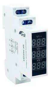 VOLTIMETRO DIGITAL MODULAR TRIFASICO P/RIEL DIN  3 LECTURAS INDEPENDIENTES  80V ~ 500V AC