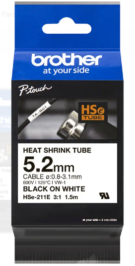 CINTA TUBO TERMOCONTRAIBLE NEGRO SOBRE BLANCO ANCHO 5.2MM (DIAM 0.8-3.1MM / 125ºC) LARGO 1.50MTS