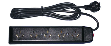 [0000210160204] TOMA MULTIPLE UNIV (5 TOMAS COMB) CON CABLE 3mts Y FICHA NEGRO  (ZAPATILLA CON CABLE)