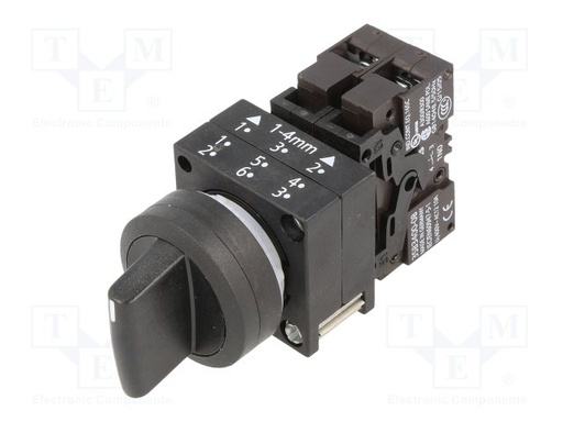 [100014967] (CONSULTAR) SELECTOR PERILLA NEGRA 3 POS C/RETOR 1NA-1NA PLASTICA