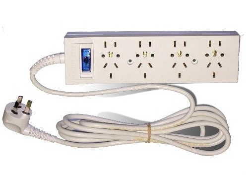 [0000210100002] (H.A.S.) TOMA MULTIPLE UNIV (4 TOMAS) 10A CON CABLE 3mts BLANCO (ZAPATILLA CON CABLE)