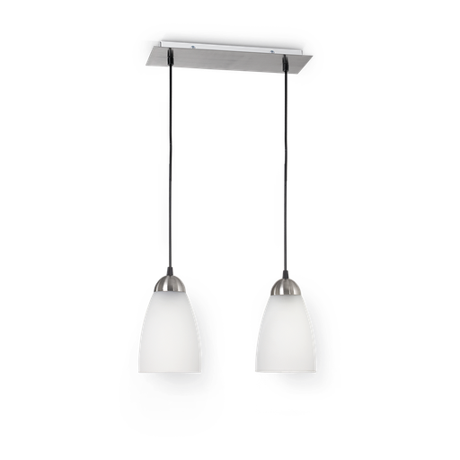 [176055] COLGANTE 2 LUCES C/BASE ACERO TULIPA BARI