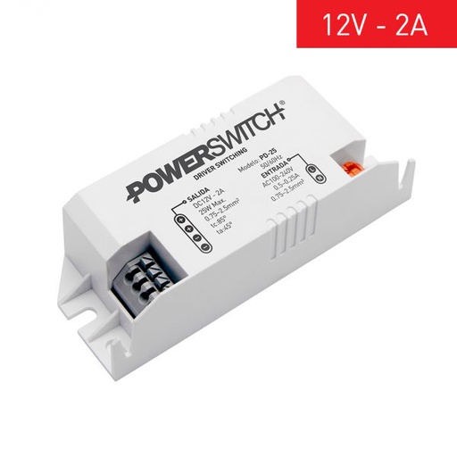 [97118] FUENTE DE ALIMENTACION DRIVER POWERSWITCH 12V 25W 2A GABINETE PLASTICO IP20 P/INTERIOR