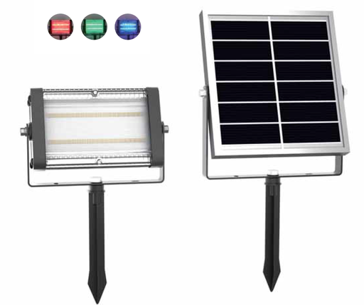 [196072] PROYECTOR LED RGB SOLAR 40LED CON SENSOR DE LUZ, DIMERIZACION AUTOMATICA  IP65 - Li-ion Battery - CUERPO EN ALUMINIO Y PLASTICO