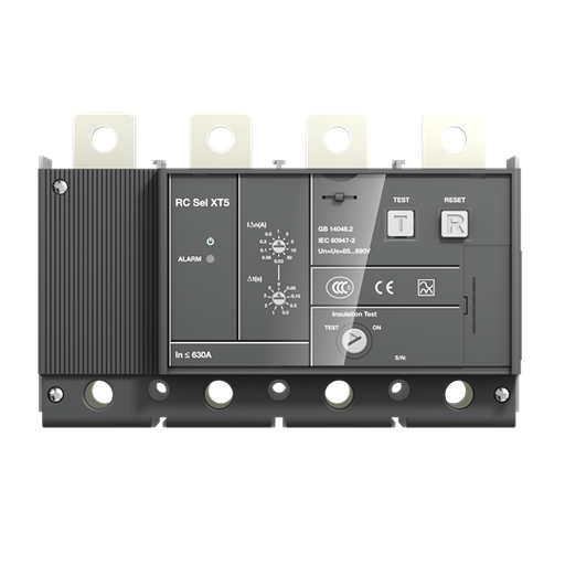 [RC Sel x XT5 4p (1) (2)] RELE DIFERENCIAL 4P MONT BAJO INTERRUPTOR ACTUACION TEMPORIZADA   RC Sel x XT5 4P CORRIENTE MAXIMA DE OPERACION NOMINAL 550A TAMBIEN PUEDE SER INSTALADO EN UN INTERRUPTOR 3P