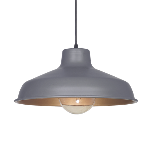 [104629] COLGANTE CHAPA CONO 1 LUZ PANTALLA 40cm GRIS PLOMO, INTERIOR ORO MATE   GONNET