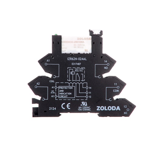 [IZER62-024AL-024CO-2501I06] INTERFACE ELECTROM 6.2MM RESORTE 1 CONT INV Ent: 24VCA/CC Sal: 250V 6A   221.004